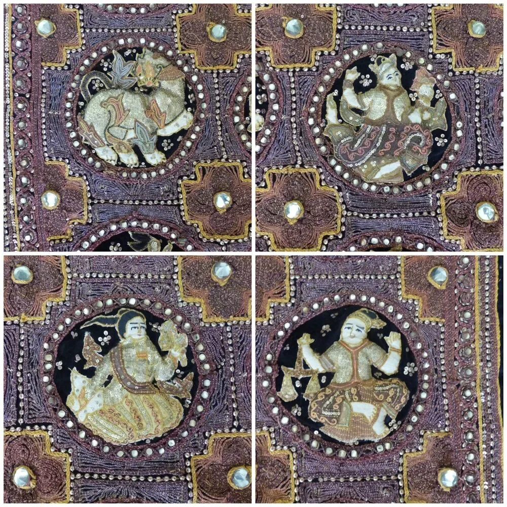 VTG THAI KALAGA Tapestry Astrological Zodiac Horoscope Hand Embroidered Beaded